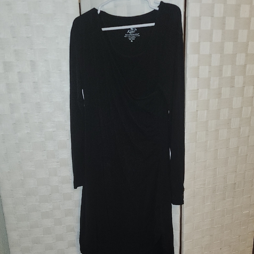Kuhl Black Sheath Long Sleeve VNeck Dress XL - Picture 3 of 5